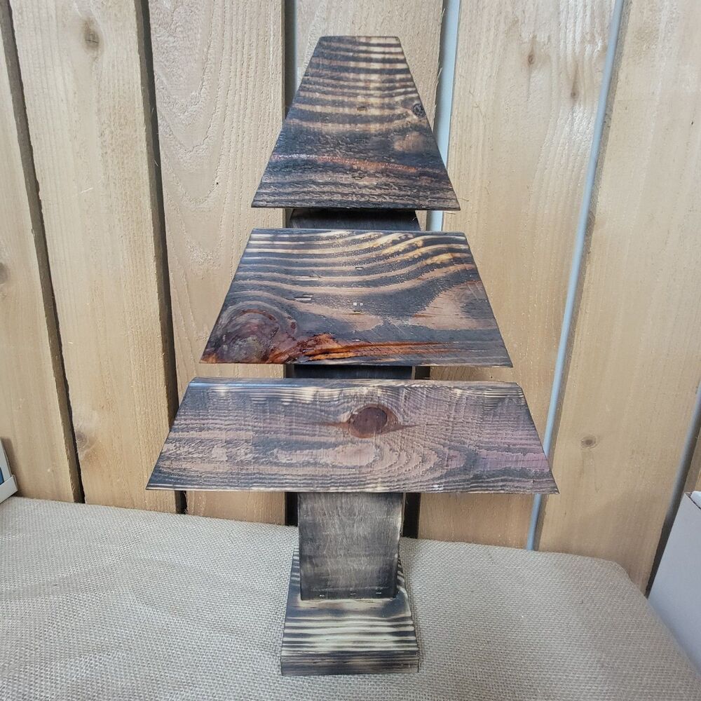 One Of A Kind Rustic Christmas Tree Handmade Decor 19” X 14" X 4.5" New
